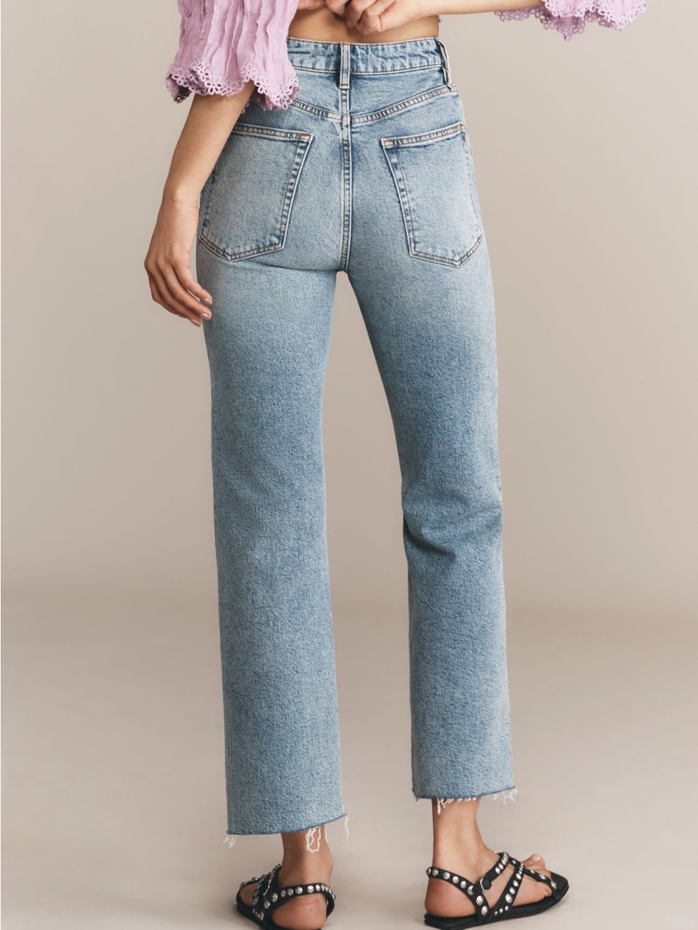 Frame Denim Light Blue High-Rise Straight Leg Jeans